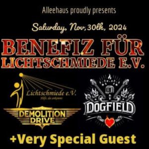 Mehr über den Artikel erfahren Konzertbericht Demolition Drive, Dogfield, und ein „Special Guest“ rocken für den guten Zweck (Wuppertal, Alleehaus, 30.11.2024)